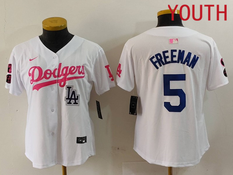 Youth Los Angeles Dodgers 5 Freeman White joint name 2024 Nike MLB Jersey style 9122
